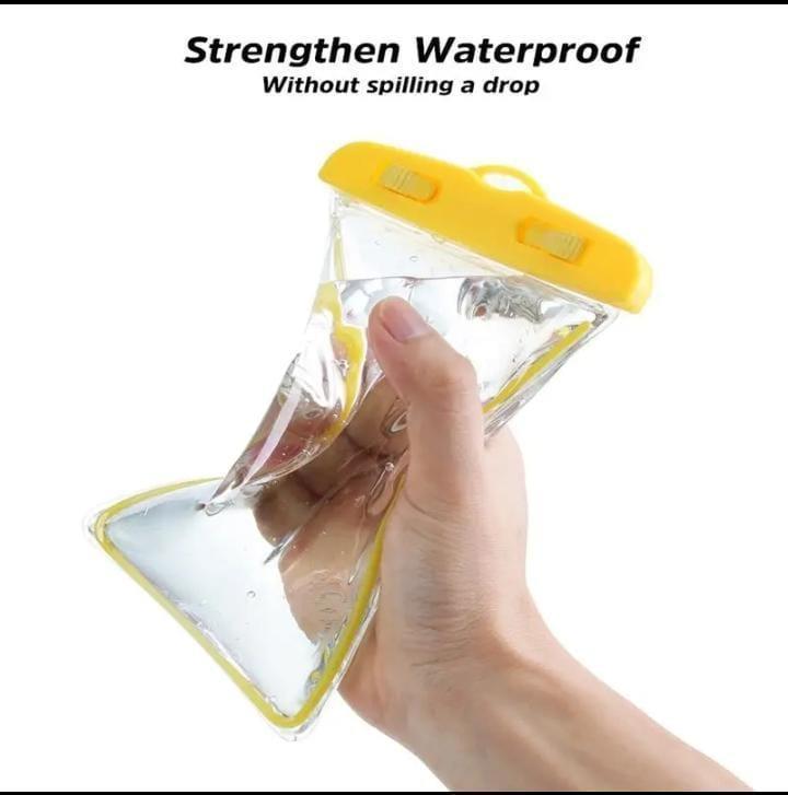Waterproof Phone Pouch Transparent Silicone Yellow Strap