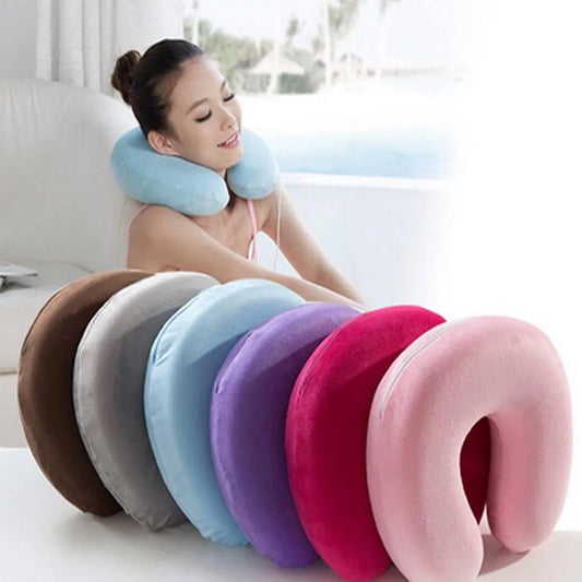 Travel Neck Pillow Portable Lightweight Comfortable Brown